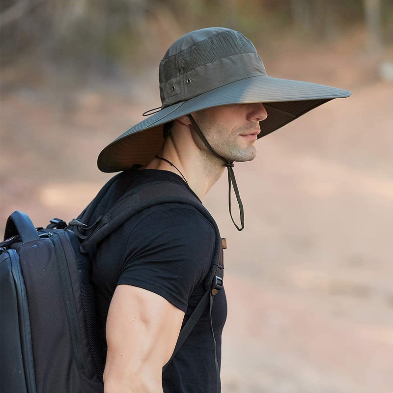 Leotruny Super Wide Brim Bucket Hat UPF50+ Waterproof Sun Hat for Fishing Hiking Camping (C04-Army Green) - Image 2